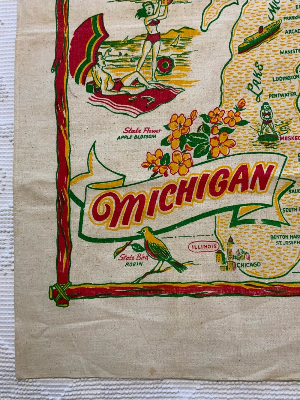 Vintage State of Michigan souvenir tablecloth 1950’s
Bright and crisp colors - Picture 3 of 8